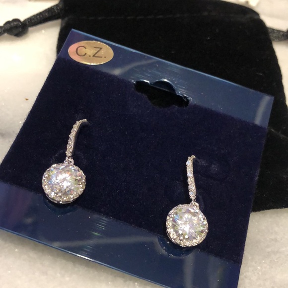 Brilliant Cubic Zirconia Halo Drops-Boutique- Rhodium - Picture 4 of 6